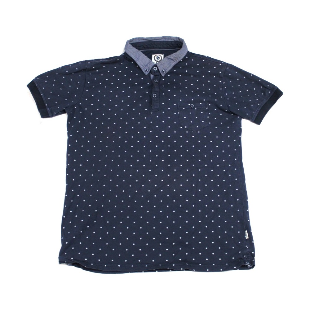 Cato Men Blue Polo Shirt Short Sleeve Polka Dot Casual size Medium